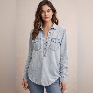 Tommy Hilfiger Pale Blue Denim Popover Shirt